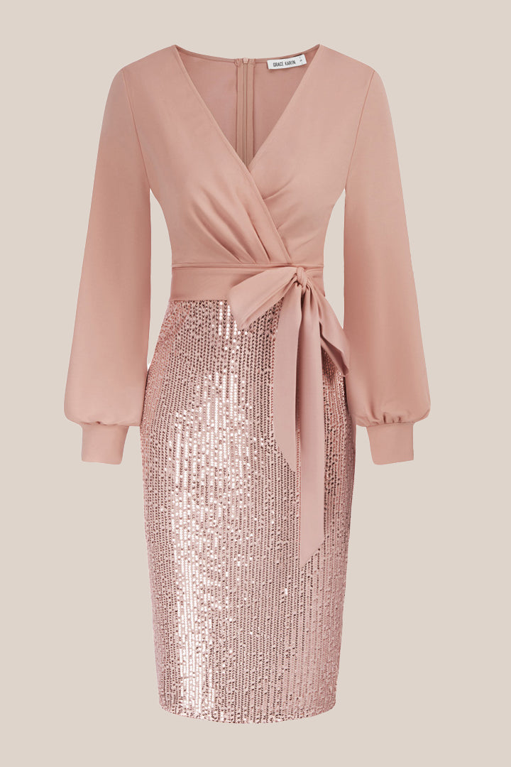 Sequin Long Sleeve Elegant Cocktail Party Dresses