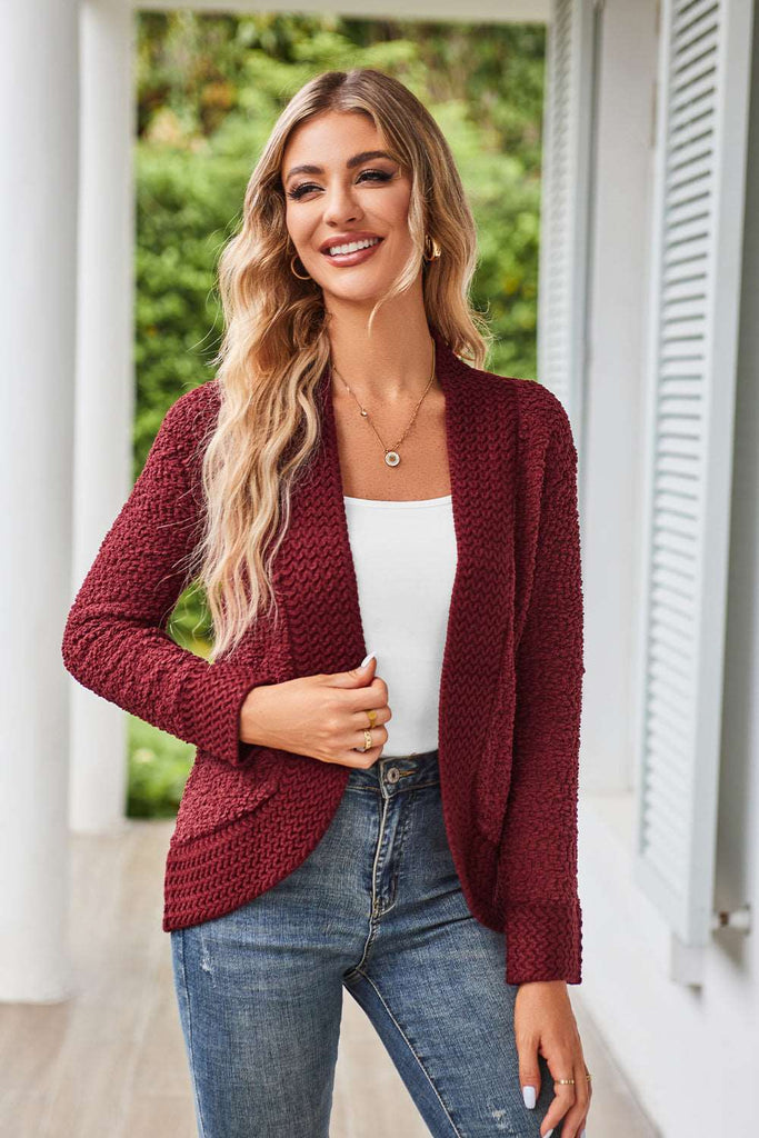 GK Women Contrast Fabric Cardigan Long Sleeve Open Front Irregular Hem SweaterPlease check the measurements below and choose the right size. ==== *Item Condition:Brand New. *Item Fabric: Main Fabric:95%Polyester+5%Polyamide Contrast Fabric:98%Acrylic+2%Po