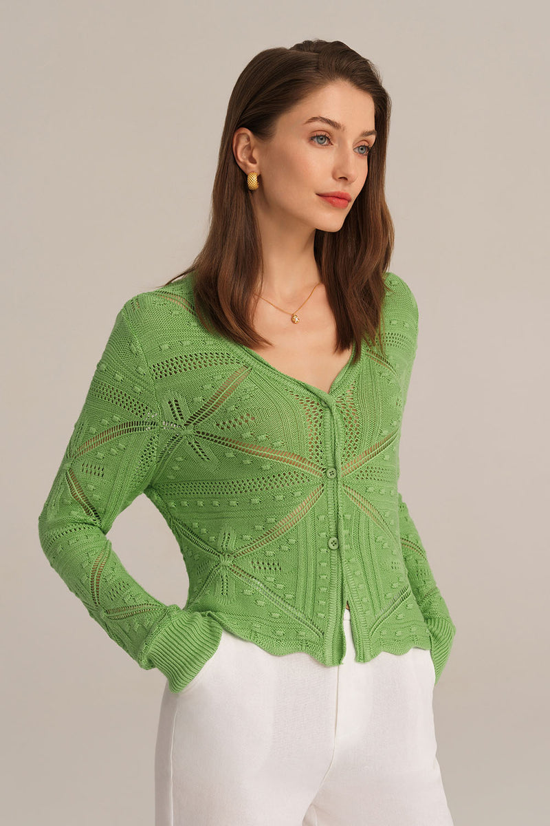 Knitted Striped Printed Loose V-neck Long-sleeved Casual Cardigan