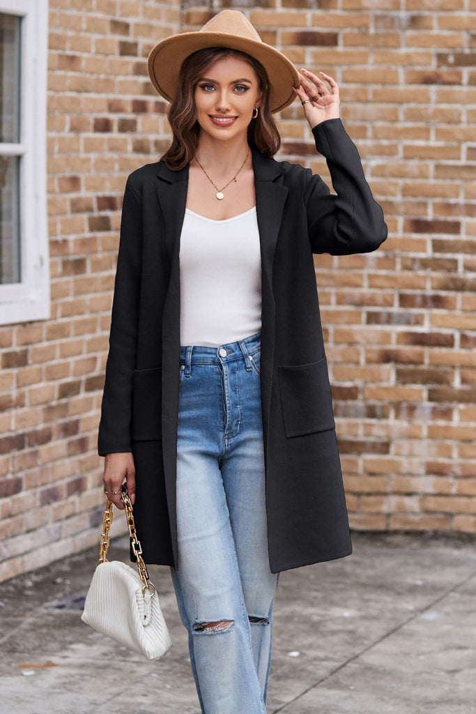 【Pre-Sale：Shipment arranged within 3 days】GK Women Lapel Collar Cardigan Long Sleeve Open Front Mid-Thigh Length SweaterPlease check the measurements below and choose the right size. Size(cm) US UK DE Recommended Body size Garment Measurement Bust Waist B