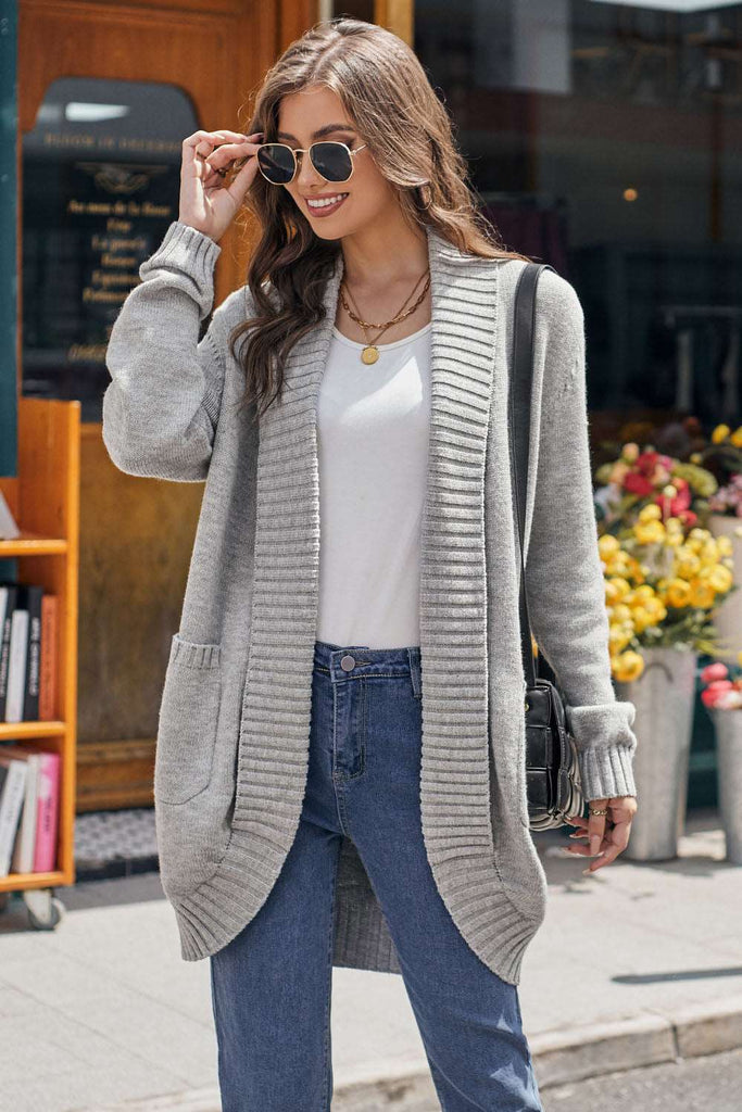 【Pre-Sale：Shipment arranged within 3 days】GK Women Ribbed Cuff Cardigan Long Sleeve Open Front Mid-Thigh Length SweaterPlease check the measurements below and choose the right size. Size(cm) US UK DE Recommended Body size Garment Measurement Bust Waist Ba