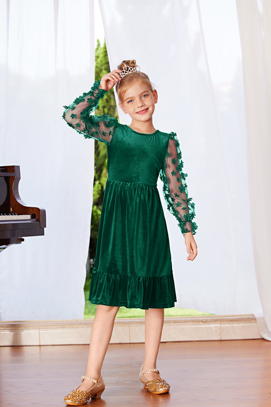 GRACE KARIN Kids Contrast Fabric Dress Little Girls Long Sleeve Crew Neck A-Line DressWarm Tips:measurements such as height are a better guide than age in choosing the correct size. TagSize USSize ​Fit Age Fit Height Garment Data(cm) Chest Back Length Sle