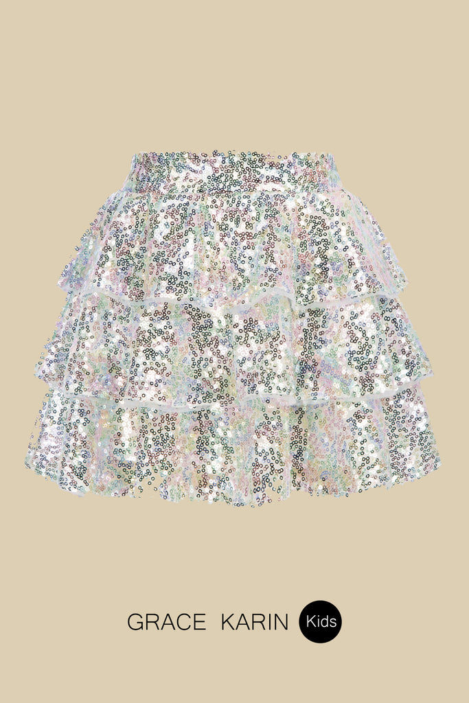 GRACE KARIN Kids Sequined Cake Skirt Little Girls Elastic Waist 3-Layer Mini SkirtWarm Tips:measurements such as height are a better guide than age in choosing the correct size. Tag Size US Size Fit Age Fit Height Garment Data Waistline Length cm inch cm