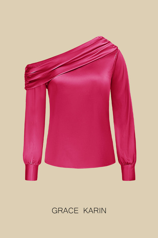 GK Women Off Shoulder Tops Comfy Casual Long Sleeve Oblique Neck Pullover TopsPlease check the measurements below and choose the right size. Size(cm) US UK DE Recommended Body size Garment Measurement Bust Waist Length Sleeve Length S 4~6 8~10 34~36 85~90