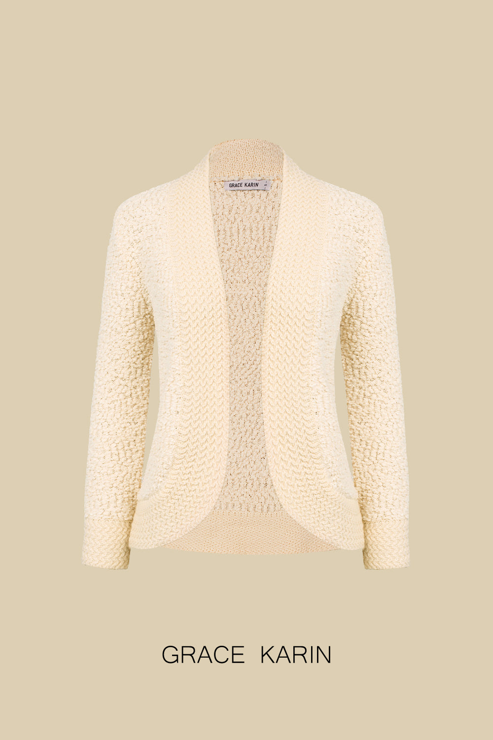 Cardigan Femme GRACE KARIN - Manteau Ouvert En Tricot Longueur, Manches Longues, Avec Poches - Tissu Extensible (75% Viscose, 25% Polyester)