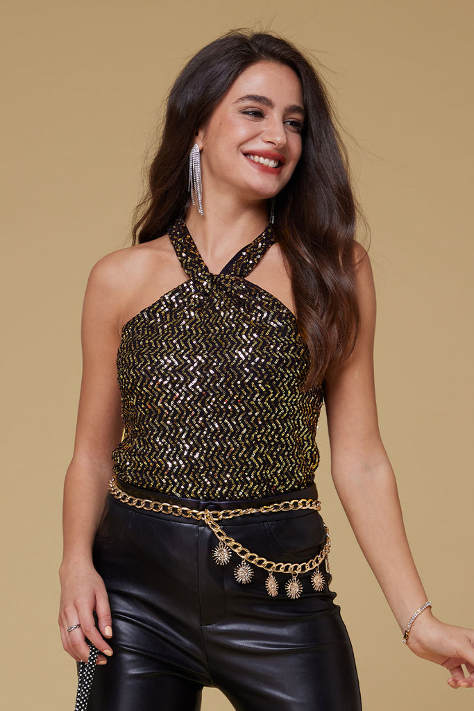 GRACE KARIN Halterneck Keyhole Front Sequined TopsPlease check the measurements below and choose the right one. Size US UK DE Unit Fit Bust Fit Waist Length S 4~6 8~10 34~36 cm 86.5~89 66~68.5 55.0 inch 34~35 26~27 21.7 M 8~10 12~14 38~40 cm 91.5~94 71~73