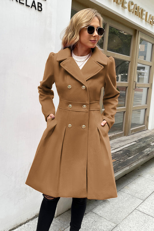 GRACE KARIN Women Double Breasted Overcoat Above Knee Pleated A-Line Wool Blends CoatPlease check the measurements below and choose the right one. Size US UK DE Unit Fit Bust Fit Waist Back Length Sleeve Length S 4~6 8~10 34~36 cm 86.5~89 66~68.5 95 63 in