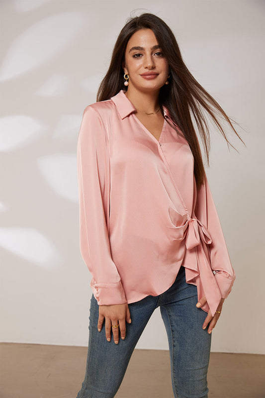 GRACE KARIN Surplice V-Neck Blouse Lapel Collar Pullover TopsPlease check the measurements below and choose the right size. Size(cm) US UK DE Recommended Body size Garment Measurement Bust Waist Back Length Sleeve Length S 4~6 8~10 34~36 85~90 68~73 68 59