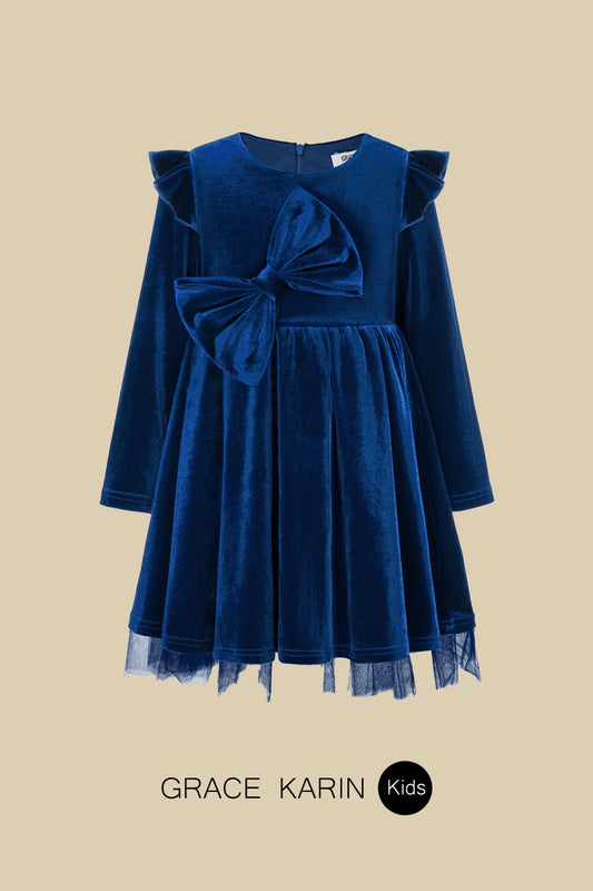 GK Kids Velvet Party Dress Long Sleeve Crew Neck Tulle Netting Hem A-Line DressWarm Tips:measurements such as height are a better guide than age in choosing the correct size. Tag Size US Size Fit Age Fit Height Garment Data(cm) Chest Back Length Sleeve Le