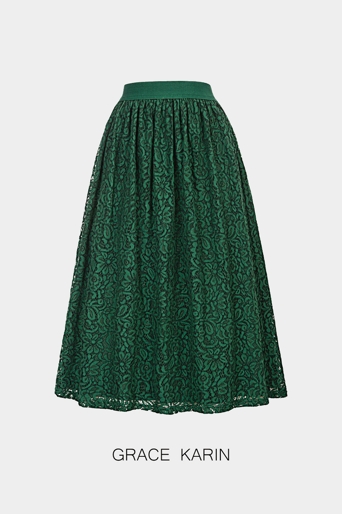 GRACE KARIN Lace Swing Skirt A-Line Midi SkirtPlease check the measurements below and choose the right Size. Size US UK DE Unit Fit Waist Length S 4~6 8~10 32~34 cm 66~68.5 69 inch 26~27 27.2 M 8~10 12~14 36~38 cm 71~73.5 70 inch 28~29 27.6 L 12~14 16~18
