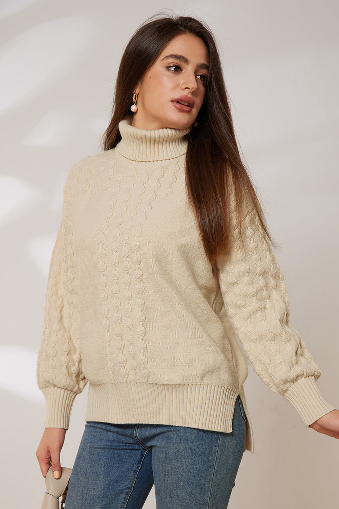 GRACE KARIN Side Slit Turtleneck High-Low Pullover Sweater​Please check the measurements below and choose the right size. Size(cm) US UK DE ​Recommended Body size Garment Measurement Bust Waist Back Length Sleeve Length S 4~6 8~10 34~36 85~90 68~73 65 66.