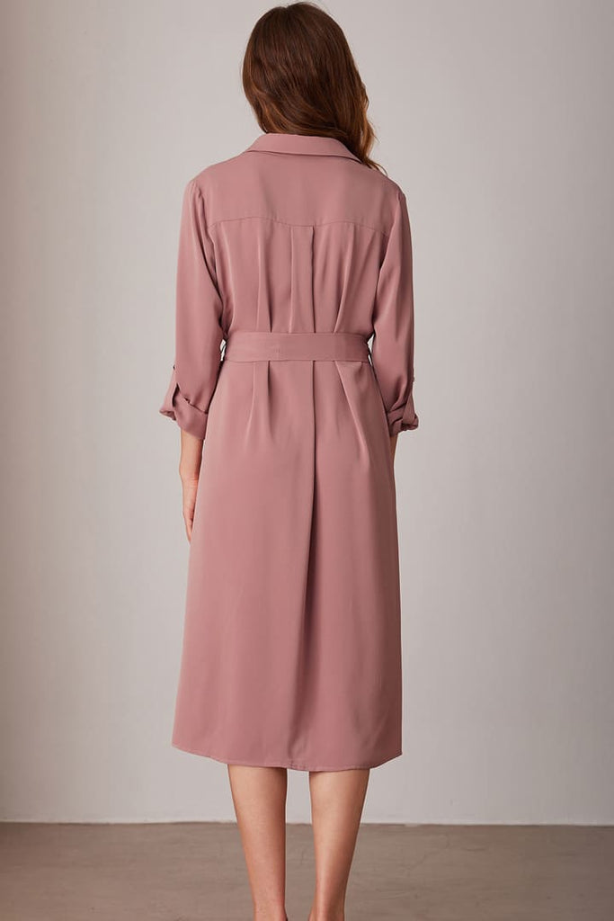 Casual Loose Tie Long Sleeve Button Down Shirt Midi Dresses Casual Loose Tie Long Sleeve Button Down Shirt Midi Dresses