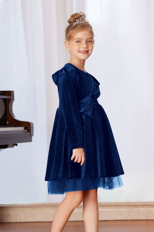 GK Kids Velvet Party Dress Long Sleeve Crew Neck Tulle Netting Hem A-Line DressWarm Tips:measurements such as height are a better guide than age in choosing the correct size. Tag Size US Size Fit Age Fit Height Garment Data(cm) Chest Back Length Sleeve Le