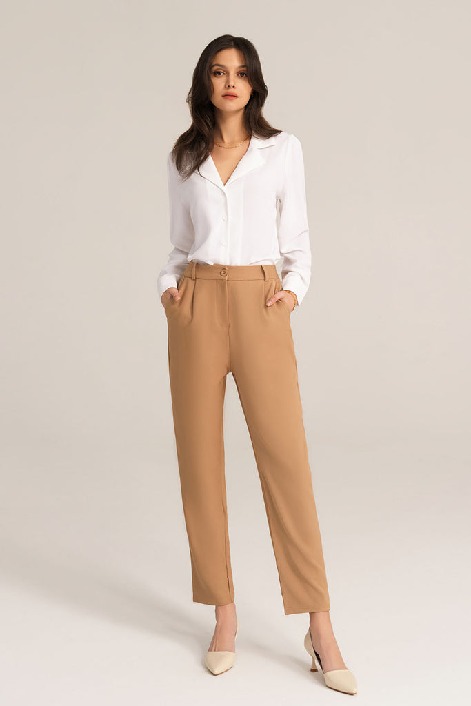 GRACE KARIN - Pantalones casuales, de cintura alta, sólida, auto-amarrado,  cinturón tubo, para mujer.