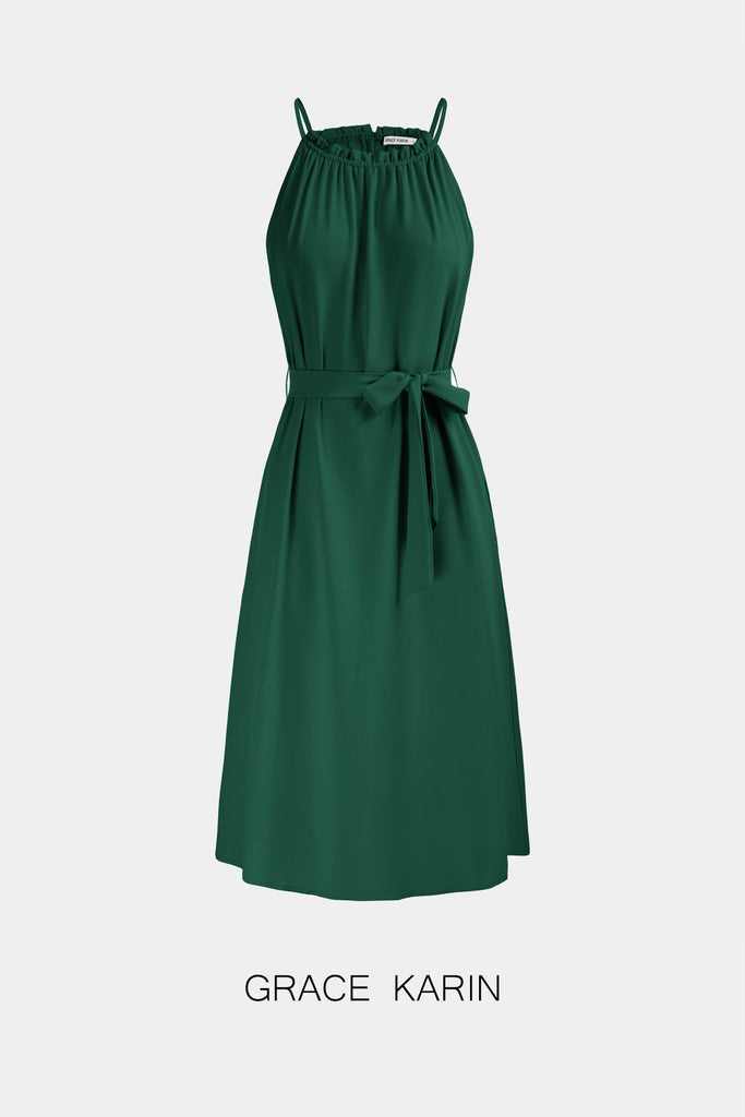【$19.99 Flash Sale!】GRACE KARIN Halterneck A-Line Dress with BeltPlease check the measurements below and choose the right size. Size US UK DE Unit Fit Bust Fit Waist Back Length XS 0~2 4~6 30~32 cm 81.5~84 61~63.5 100 inch 32~33 24~25 39.4 S 4~6 8~10 34~3